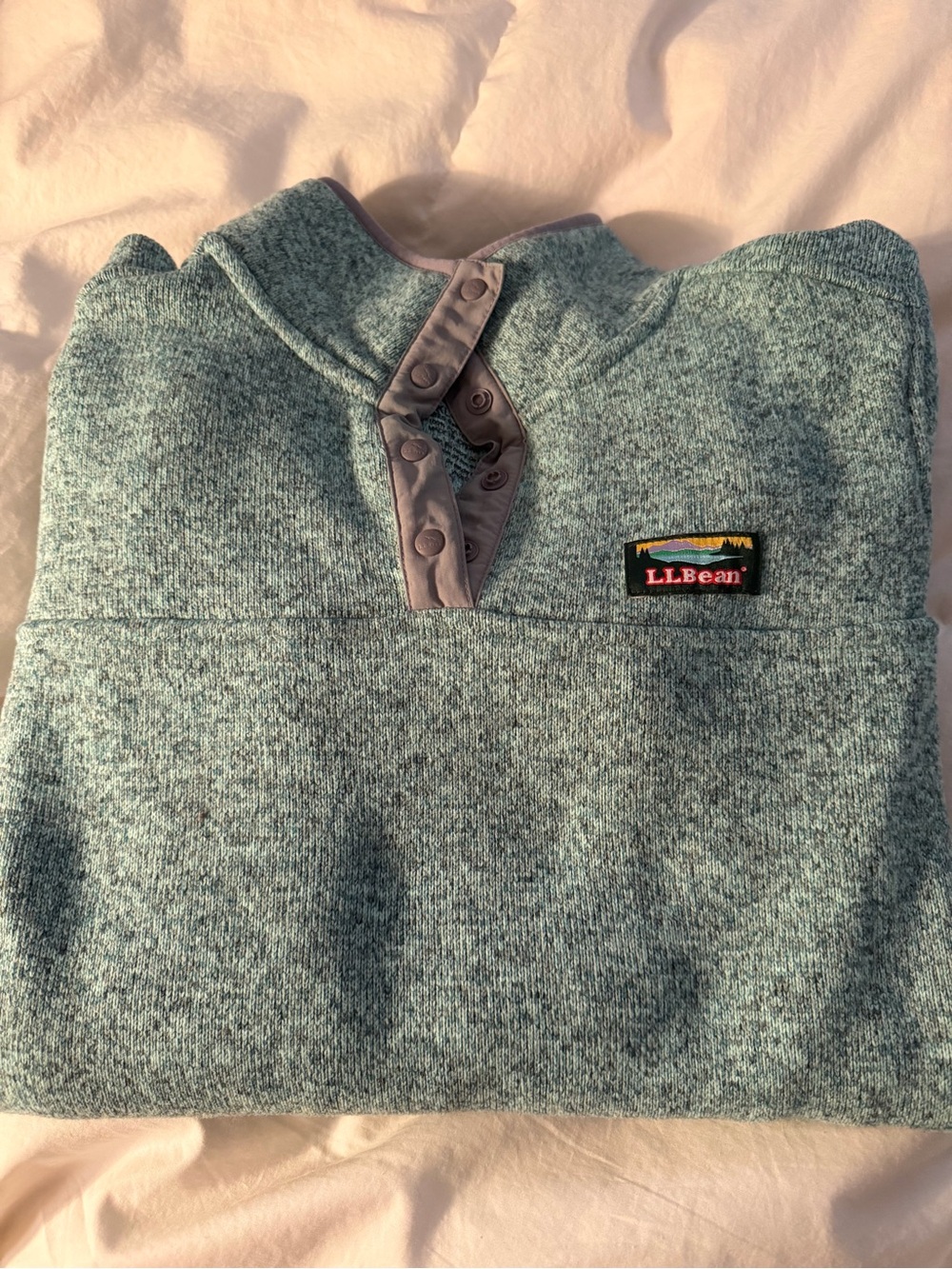 L.L. Bean Women's Teal Heather Snap-Front Zip-Up Sweater
